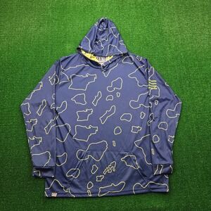 Hae Hawaii Namoku Hoodie Sweatshirt Mens Large Blue Pullover Performance Casual